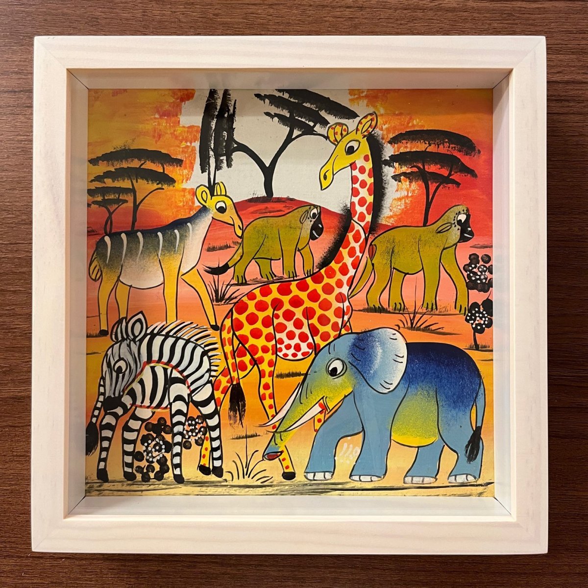 画像1: ティンガティンガ布22x22cm 額付き01 (原画) (1)