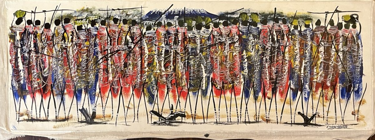 画像1: ティンガティンガ布25x70cm 額無し01 (原画) (1)
