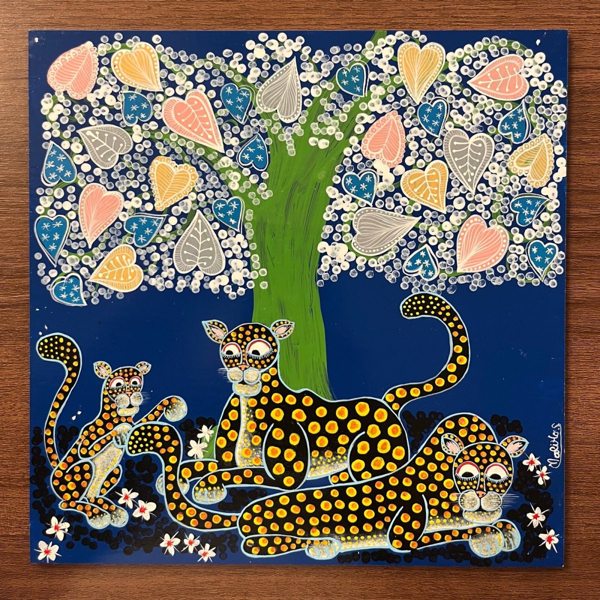 画像1: 聖なる木下で Under the holly tree 22x22cm (原画) (1)