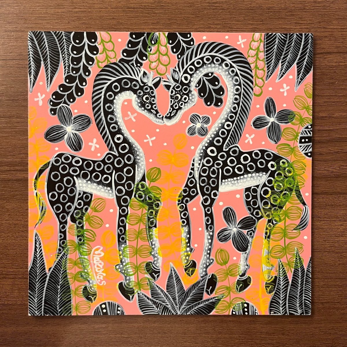 画像1: 愛を込めて抱きしめる Cuddle up with love 22x22cm (原画) (1)