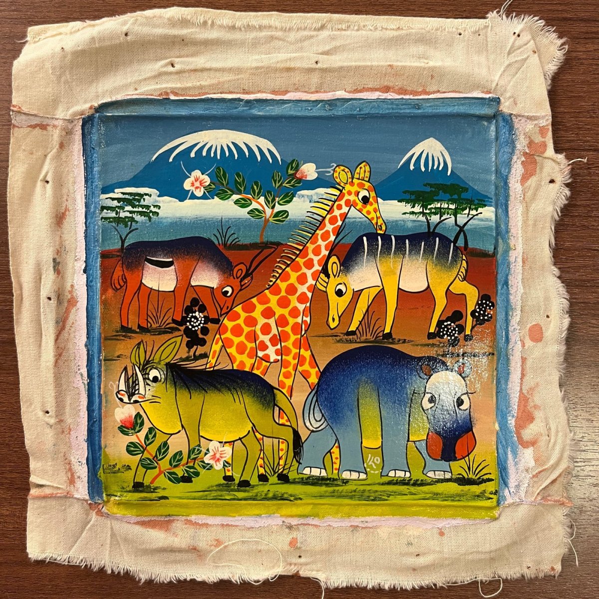 画像1: ティンガティンガ布20x20cm 額無しき02 (原画) (1)