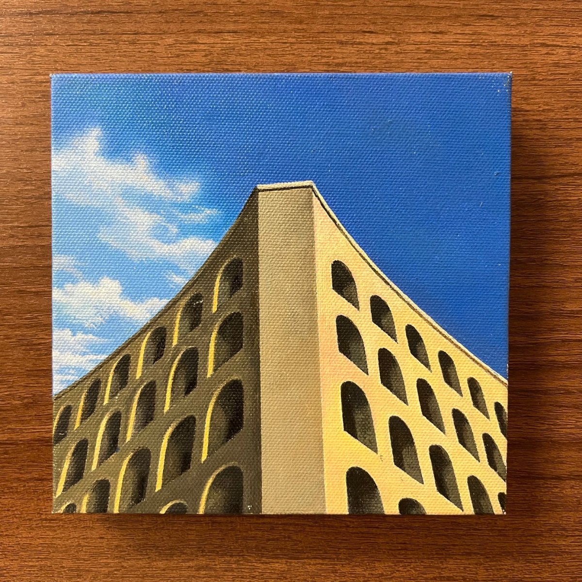 画像1: 建物富士山 キャンバス 15x15cm Fujisan as a building (原画) (1)