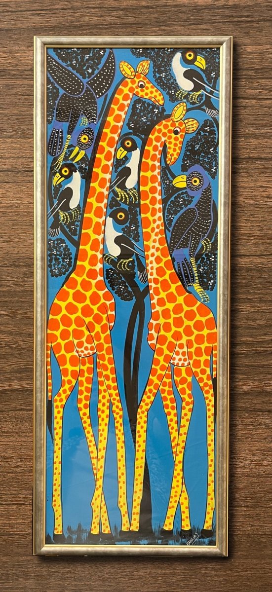 画像1: ティンガティンガ布71x27.5cm 額付き01 (原画) (1)