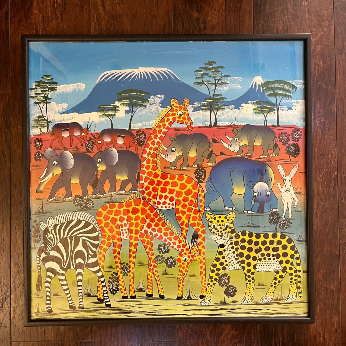 画像1: ティンガティンガ布64x64cm 額付き02 (原画) (1)