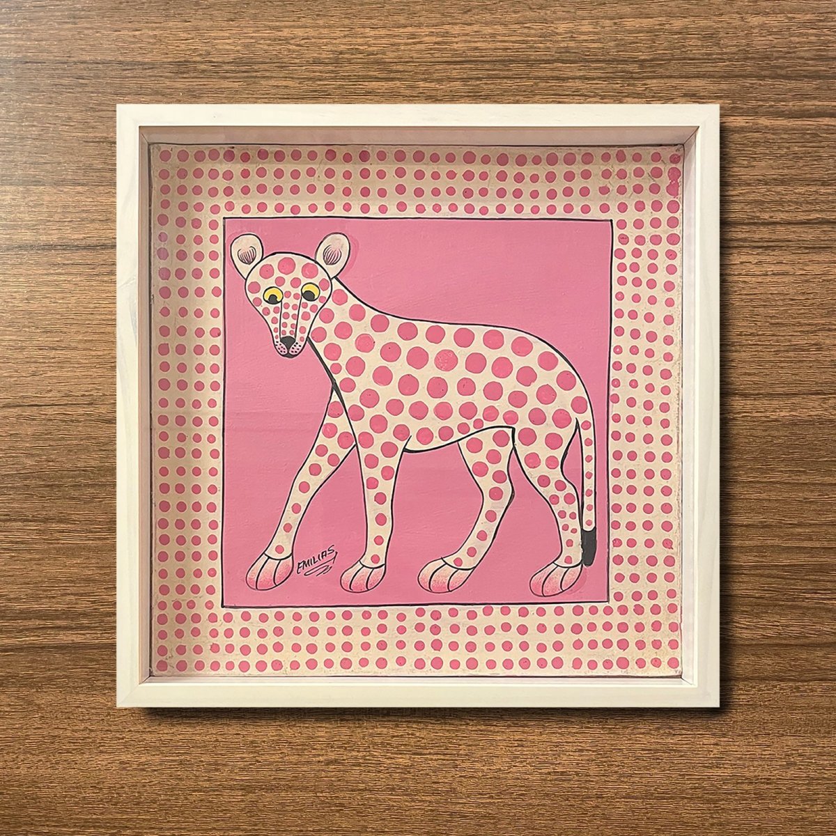 画像1: ティンガティンガ布30x30cm 額付き01 (原画) (1)