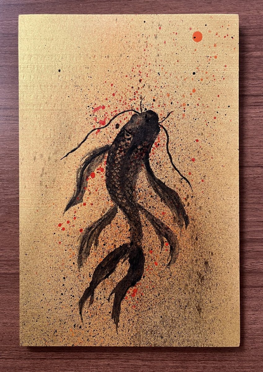 画像1: 鯉 Koi (木版パネル, wooden panel) artist: K.M.tk76 (1)