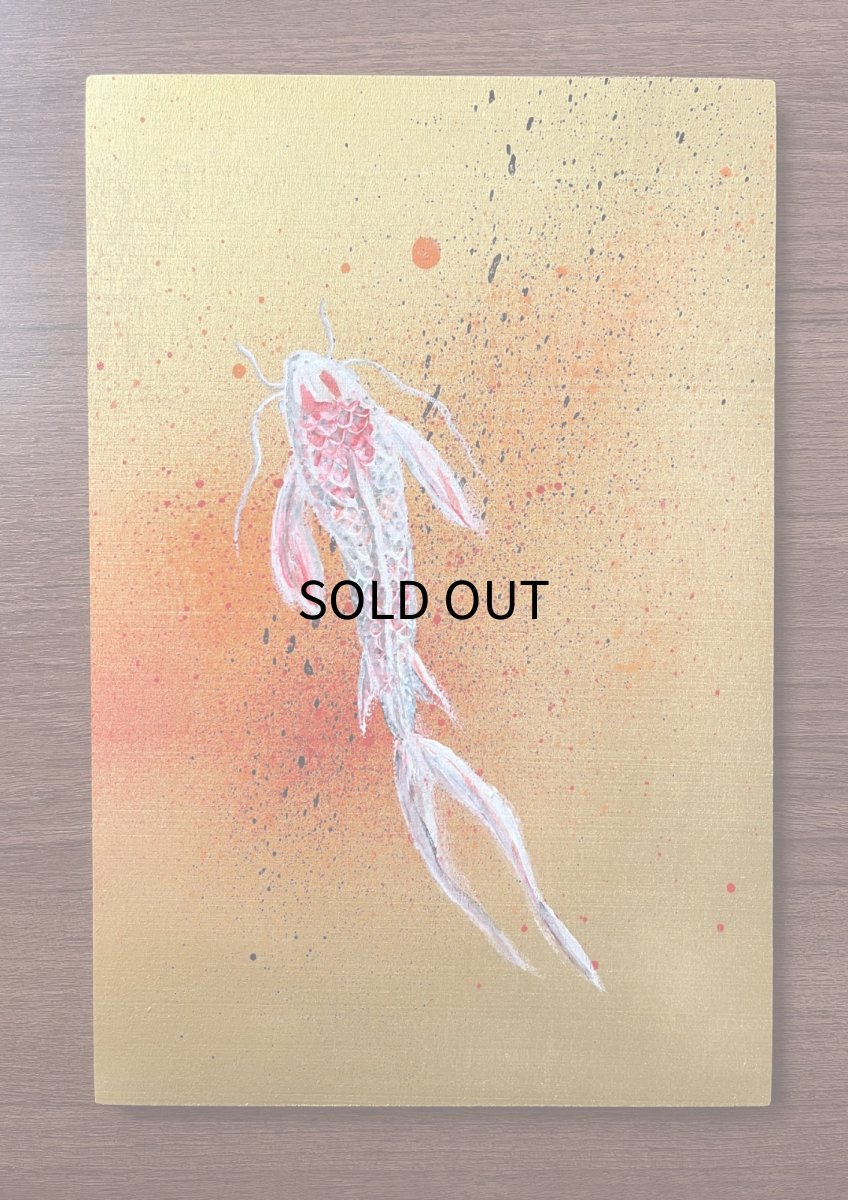 画像1: 錦鯉 Nishikigoi (木版パネル, wooden panel) artist: K.M.tk76 (1)