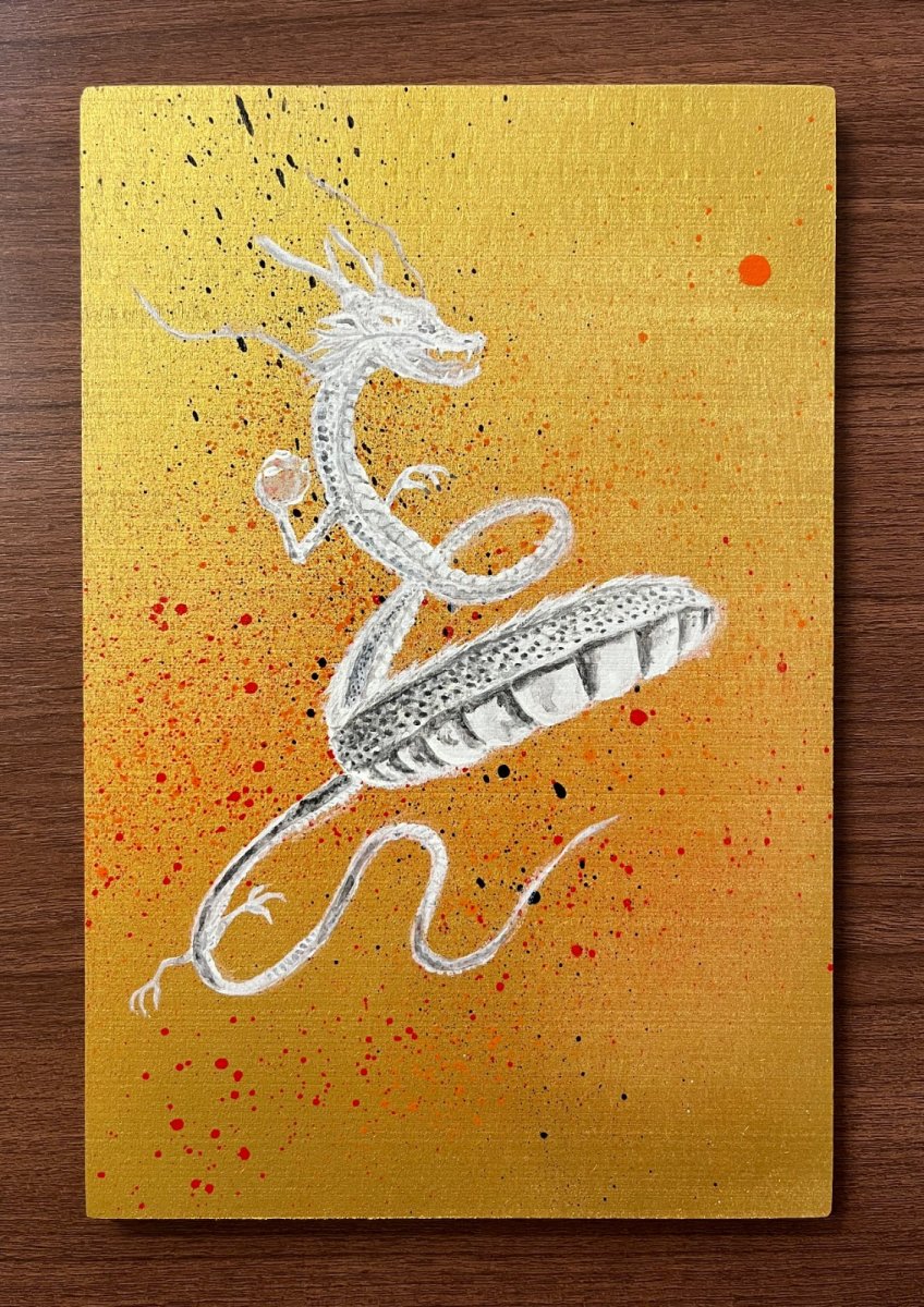 画像1: 白龍 Hakuryuu (木版パネル, wooden panel) artist: K.M.tk76 (1)