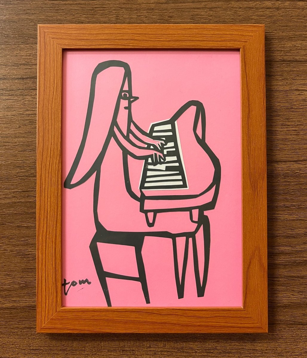 画像1: ピアノ piano (切り絵 paper cutting) 20x15cm (1)