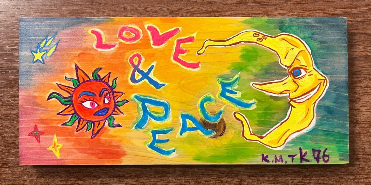 画像1: 月と太陽 moon&sun series 03 (木版, wooden board) artist: K.M.tk76 (1)