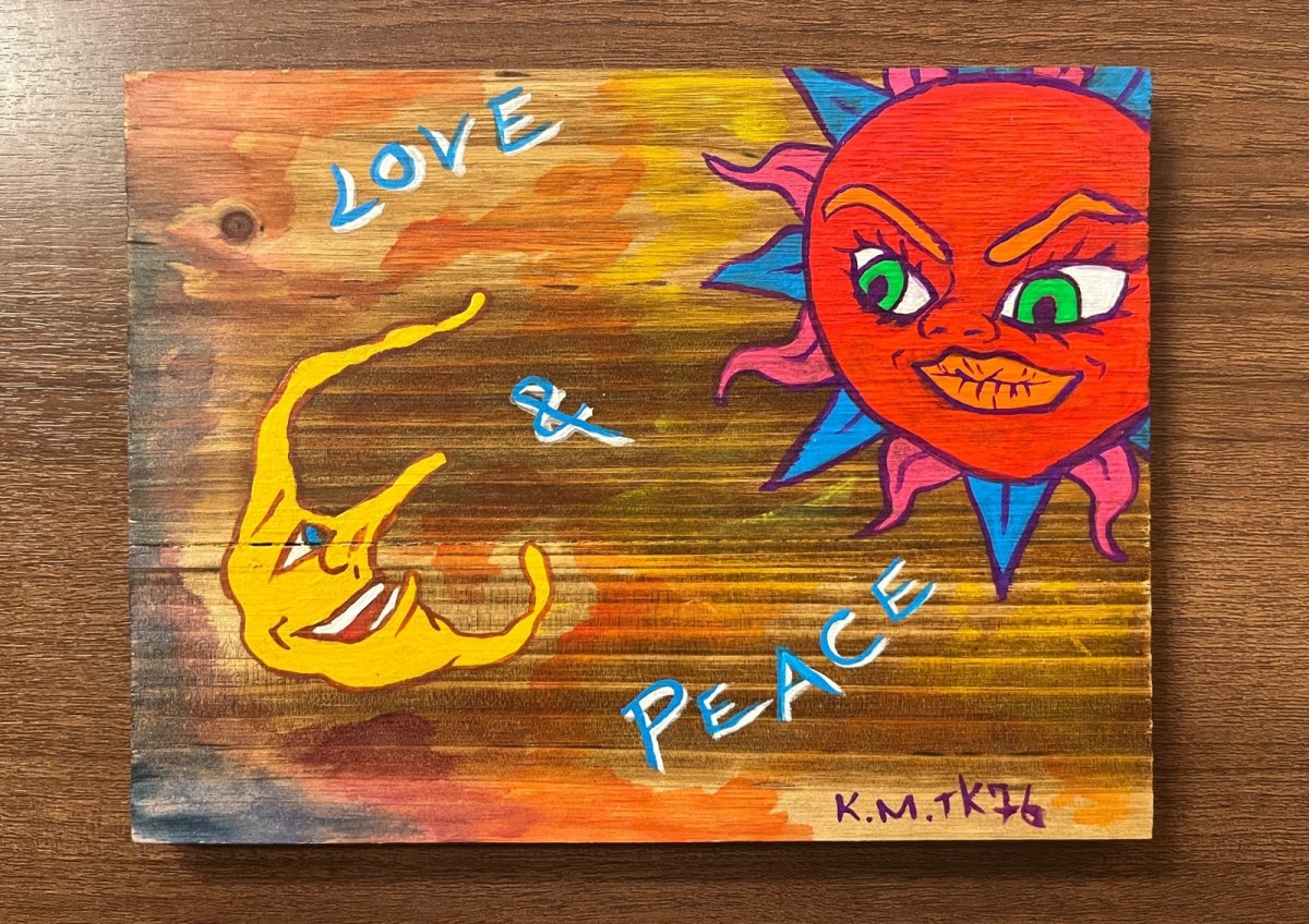 画像1: 月と太陽 moon&sun series 02 (木版, wooden board) artist: K.M.tk76 (1)