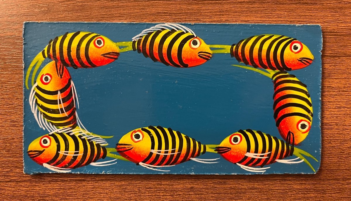 画像1: ティンガティンガ ネームプレート お魚さん達(オレンジ色) (1)