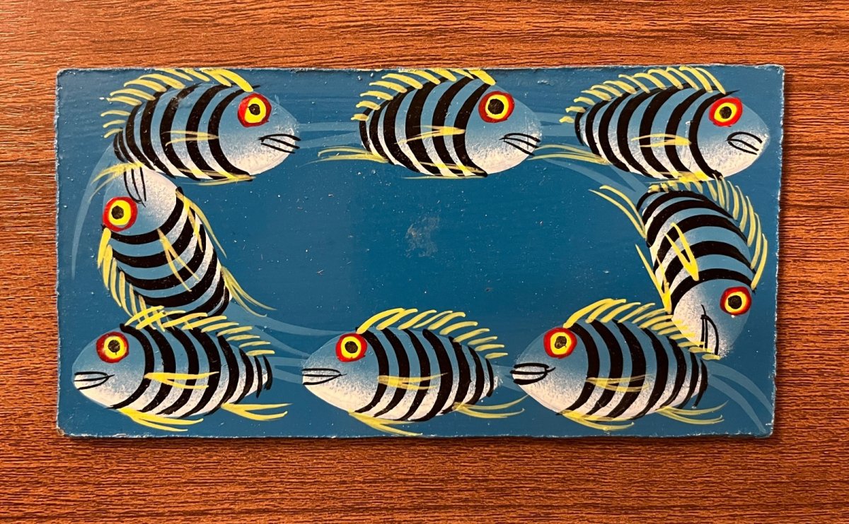 画像1: ティンガティンガ ネームプレート お魚さん達(青色) (1)