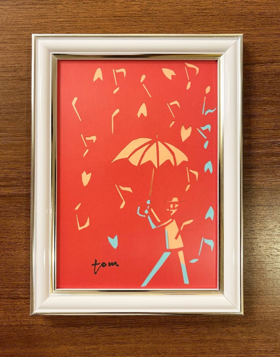 画像1: 音の雨 rain of sound (切り絵 paper cutting) 20x15cm (1)
