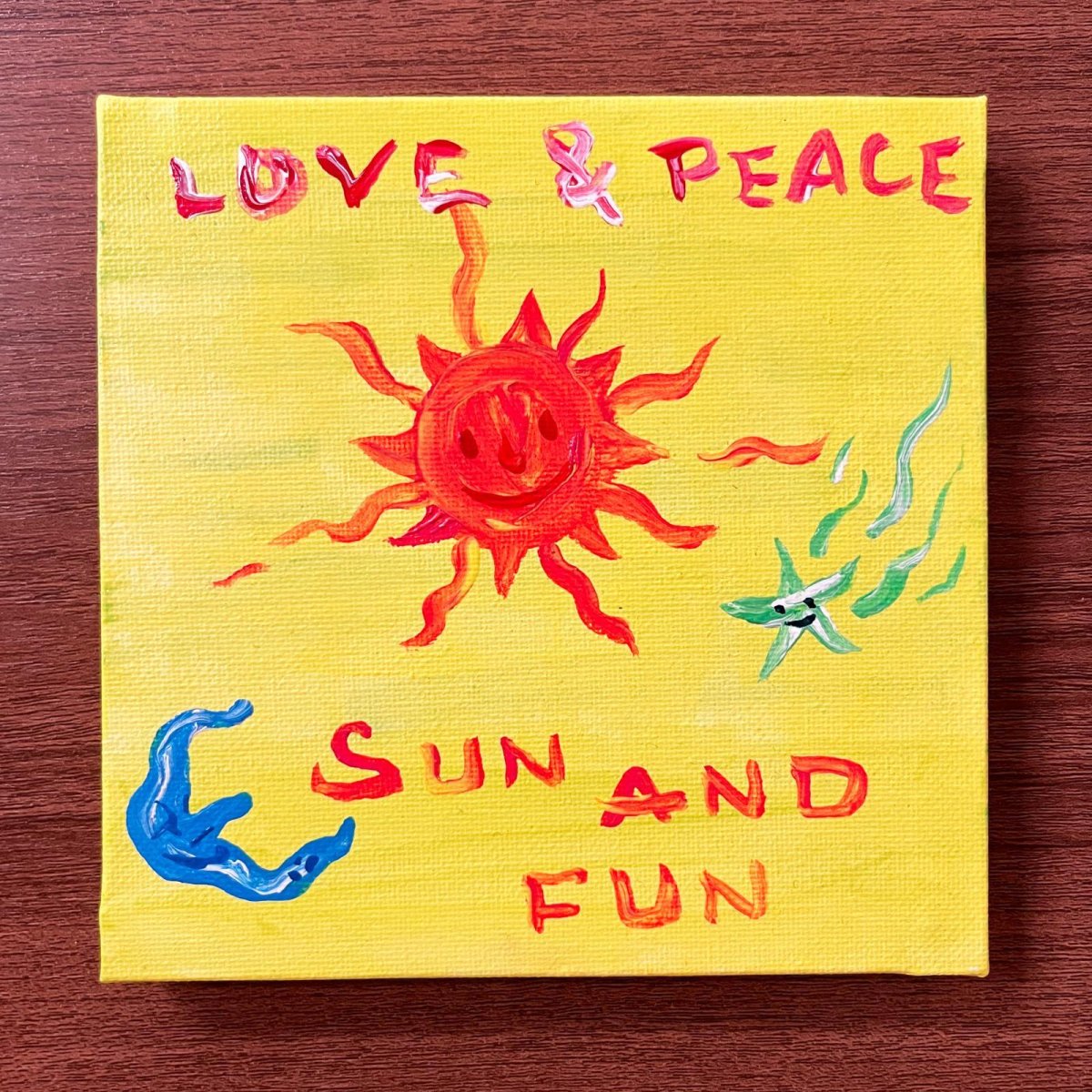 画像1: Love & Peace sun and fun (キャンバス)(Canvas) 15x15cm (原画) artist: K.M.tk76 (1)