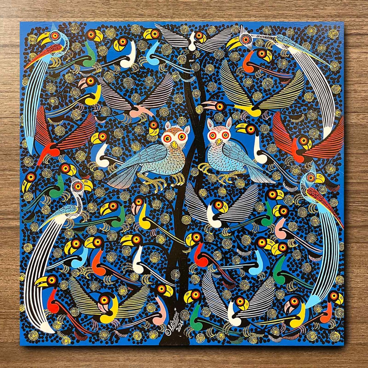 画像1: ティンガティンガ 板 MDF 50x50cm (原画) artist:Michael Lehemu (1)